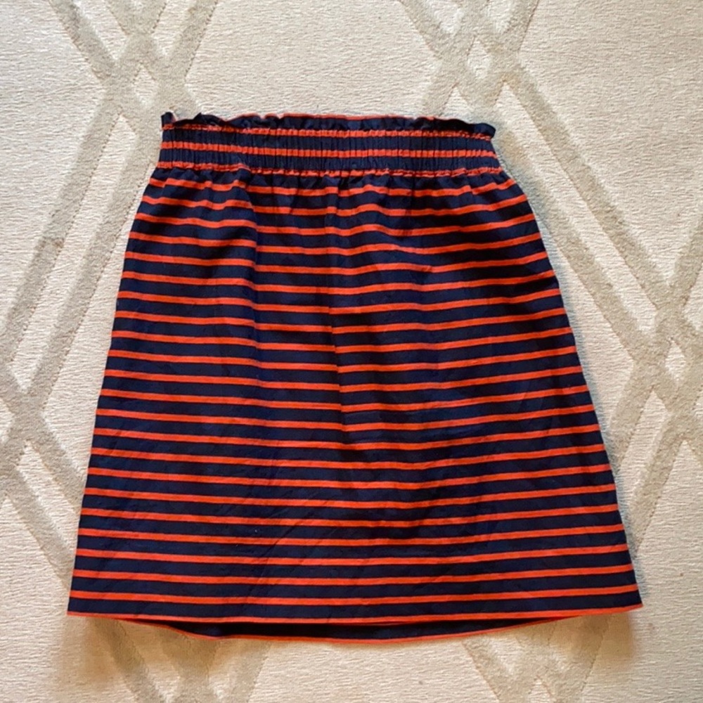 JCREW lined navy and orange skirt